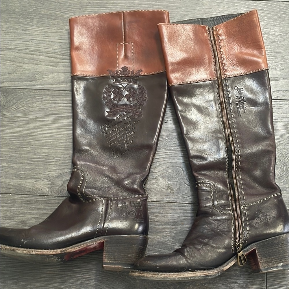 La Martina polo Brown Leather Knee-High riding Boots size 37